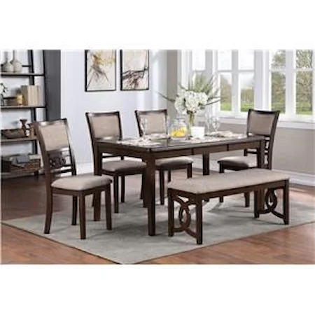 Contemporary 6-Piece Dining and Chair Set with Bench